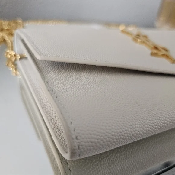 🍸💰​AUTHENTIC Saint Laurent UPTOWN CHAIN WALLET IN GRAIN DE POUDRE EMBOSSED COA - Picture 4 of 11